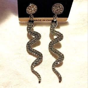 Snake Rhinestones Goth Earrings Pierced